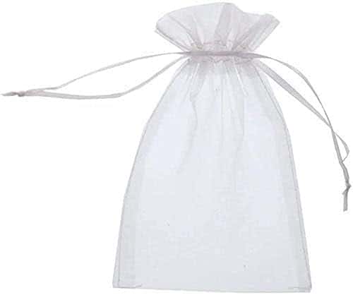 DAHI DAHI 50 pezzi Sacchetti in organza 15x20cm Bianco Trasparente Sacchetti Portaconfetti per Bomboniere Comunione Matrimonio Compleanno Gioielli Bustina Natale Regalo