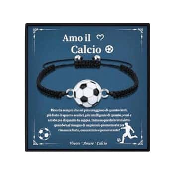 VGWON Regali Braccialetto di Calcio per Ragazzi, Regali di Compleanno e Natale per Ragazzo, Regali per Figli, Nipoti e Fratelli, Braccialetto di Calcio in Pietra Naturale 3D