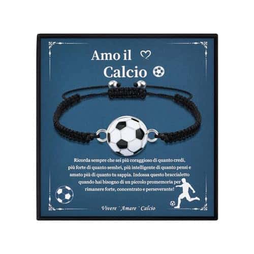VGWON Regali Braccialetto di Calcio per Ragazzi, Regali di Compleanno e Natale per Ragazzo, Regali per Figli, Nipoti e Fratelli, Braccialetto di Calcio in Pietra Naturale 3D