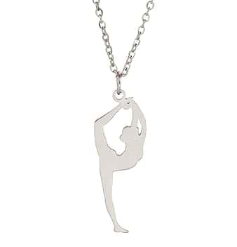 VASSAGO Collana da ginnastica in acciaio inossidabile Ciondolo Charm Ballerina Sport Allenatore Ginnastica Gioielli per Ragazze