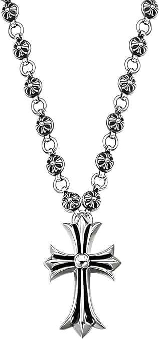 azttior Collana Croce in Acciaio Inossidabile per Uomo e Donna | Lunghezza Catena 50 cm | Design Classico e Elegante, Gioielli Religiosi Cristiani | Ciondolo Croce in Argento Resistente e Durevole