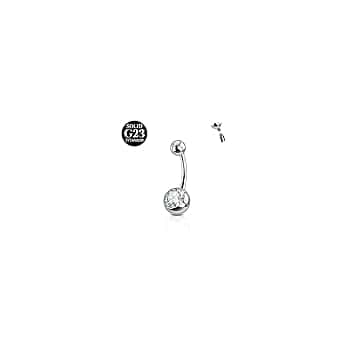 AceFun Piercing ombelico,6mm 8mm 10mm 12mm 14mm 16mm Piercing ombelico Titanio argento Oro per donne 1 pezzo 14G solido piercing Barbell Bijoux Corpo Piercing Anelli con breve barra curva Piercing