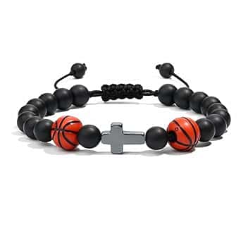 Luxorium Regali Comunione Maschio Bracciale Bambino Comunione Basket Pietra Naturale Regolabile Idea Regalo per Cresima e Confermazione