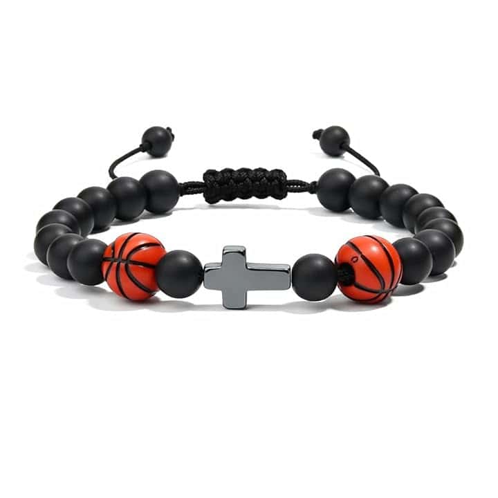 Luxorium Regali Comunione Maschio Bracciale Bambino Comunione Basket Pietra Naturale Regolabile Idea Regalo per Cresima e Confermazione