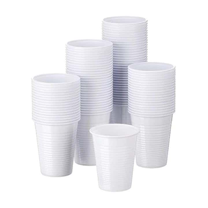 ISAP Bicchieri Plastica Usa e Getta Bianchi (200 ml) Bicchieri Monouso per Acqua e Bibite Varie, Made in Italy Idonei al Contatto Alimentare, Ideali per Feste, Risparmio Quantità (Versione da 100)