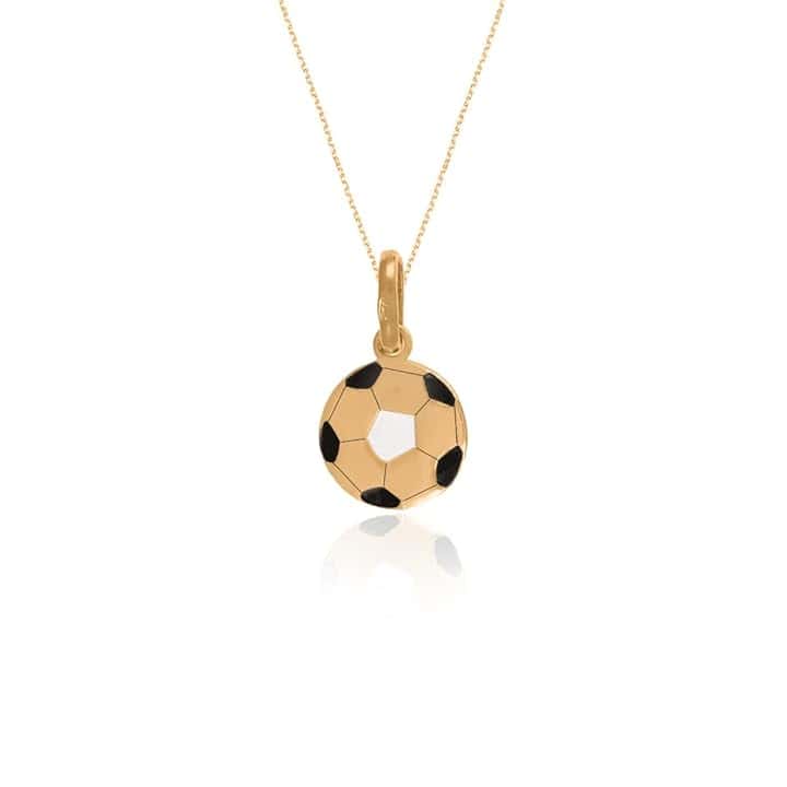 Sakrami Collana per bambini in oro 9 carati con pendente a forma di Pallone da Calcio smaltato – Gioielli sportivi per bambini e ragazzi – Idea regalo per Compleanni, Comunioni e Cresime + Confezione Regalo