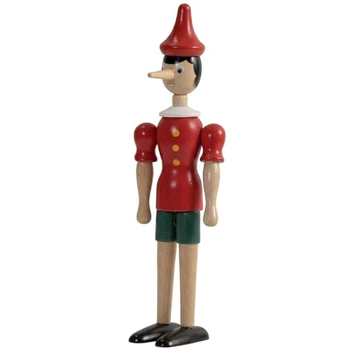 Marionetta in legno, Pinocchio, Disney, burattino, snodabile, artigianale, multicolore (30 cm)
