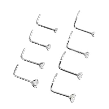 LEEQBCR Liuxn 20 Gauge Curvo Naso a Bottone in Acciaio Inox Naso Anelli Zirconia Cubico Piercing Gioielli per Corpo, Vite e Forma di L Curvatura, 8 Pezzi …