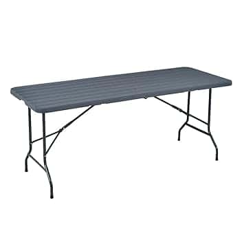 Tavolo Pieghevole Rettangolare Multifunzione Con Piano In Resina E Struttura Richiudibile Salvaspazio In Acciaio, Per Arredo Esterno, Interno, Giardino, Terrazzo, Pic Nic e Campeggio