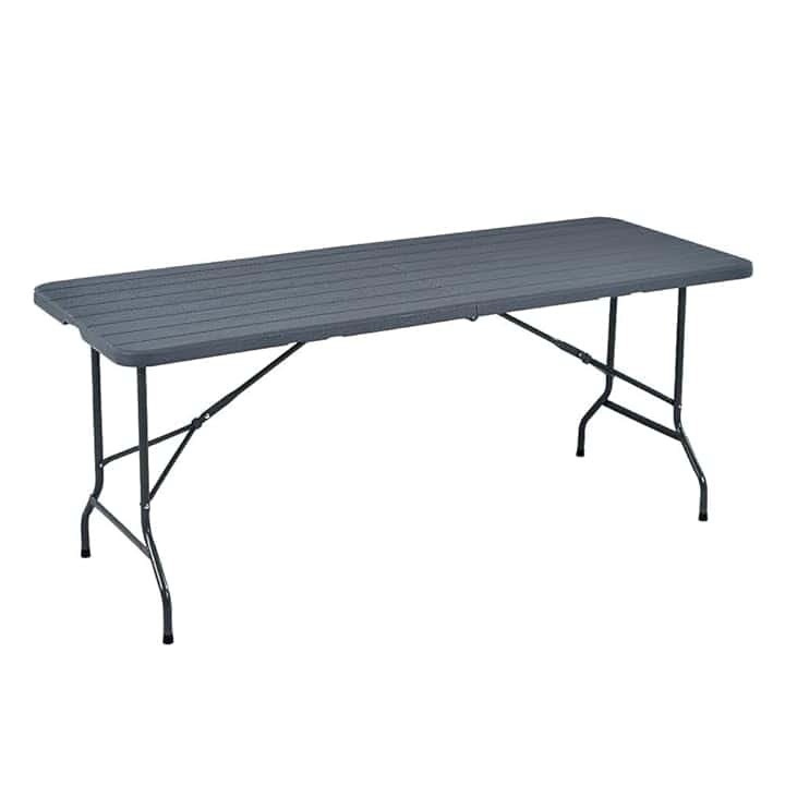 Tavolo Pieghevole Rettangolare Multifunzione Con Piano In Resina E Struttura Richiudibile Salvaspazio In Acciaio, Per Arredo Esterno, Interno, Giardino, Terrazzo, Pic Nic e Campeggio