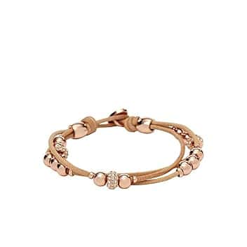 Fossil Bracciale da donna in vera pelle con chiusura a bottone
