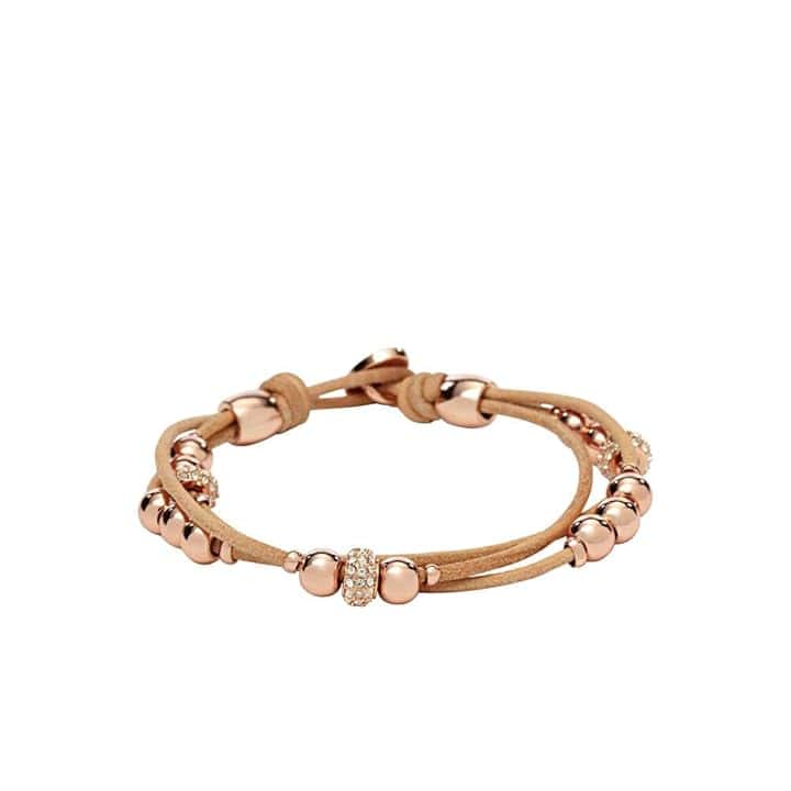 Fossil Bracciale da donna in vera pelle con chiusura a bottone