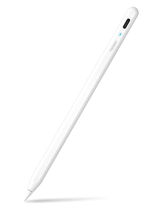 Metapen A8 Penna per Apple iPad 2018-2025 con Attrazione Magnetica,Sensibile all'Inclinazione,Rifiuto del Palmo,Stylus Pencil per ipad 11 A16/10/9/8/7,Pro M4/11/12.9/13,Air 3/4/5/M2/M3,Mini 5/6-Bianco ClimeCo Certified