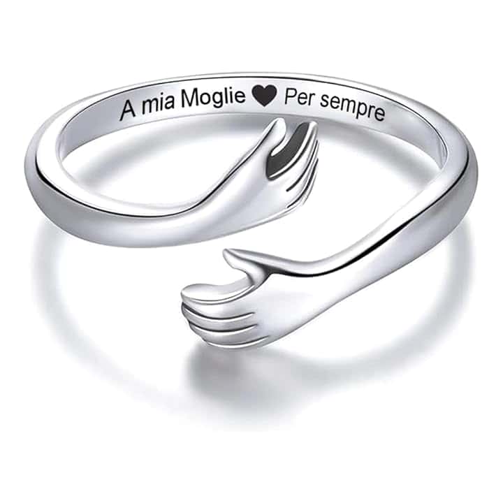 Bramart Anello da Donna A Mia Moglie in Argento Sterling 925 Regalo Anniversario d'amore per Moglie Regali Matrimonio - Dimensione Regolabile Anelli - Cofanetto incluso