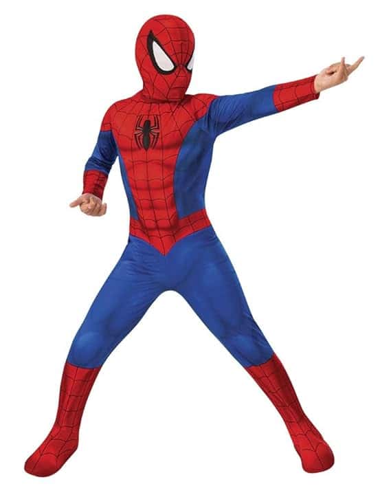 Rubie's Official Marvel Spider-Man Flat Chest Classic Child Costume, Kids Superhero Fancy Dress