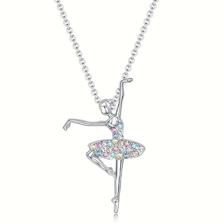 Visxcnu Visxcnu Collana in Argento 925 con Ciondolo a Forma di Angelo,Pendente Collana con Ciondolo a Forma di Ballerina, per Bambine,Ragazze,Ideale Come Regalo per la Prima Comunione