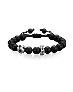 KONFEN Braccialetto da Calcio, Braccialetto da Calcio in Pietra Naturale, Gioielli da Regalo per Ragazzi, Regolabile, Regalo da Football per Bambini, Adolescenti, Ragazze e Ragazzi