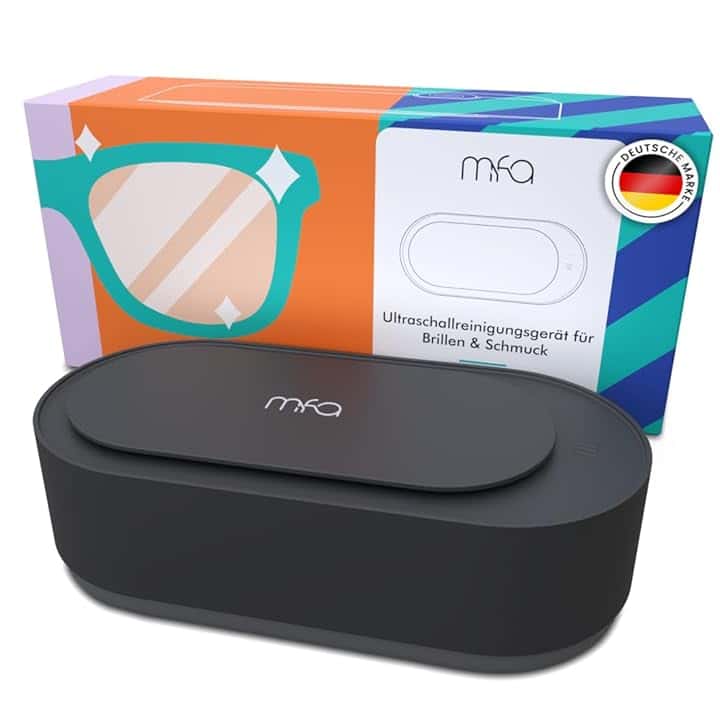 mfa mfa® | Dispositivo per la Pulizia a Ultrasuoni per Occhiali, Braccialetti, Gioielli in Argento (Bagno D'argento) e Strumenti | Pulitore a Ultrasuoni | Sterilizzazione | Ultrasonic cleaner