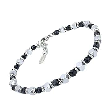 SAGA GIOIELLI Bracciale Uomo Donna Pietre Dure Onice Nero Vari Colori Quadrello Acciaio