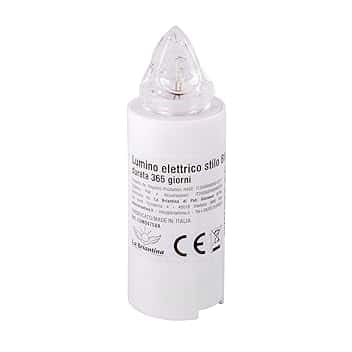 La Briantina Lumino Elettrico a Led Stilo, Durata 365 Giorni, Bianco con Luce Fissa Tremolante, h9.5xø3 cm