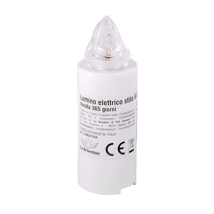 La Briantina Lumino Elettrico a Led Stilo, Durata 365 Giorni, Bianco con Luce Fissa Tremolante, h9.5xø3 cm