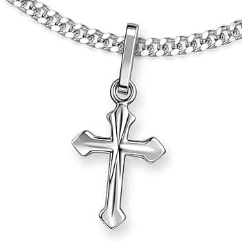 CLEVER SCHMUCK Collana a croce per ragazzo e ragazza in argento Sterling 925 con ciondolo a forma di croce, regalo per battesimo, cresima