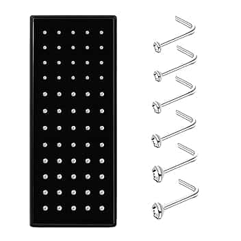 ARHZ 60 PCS Piercing Naso in Acciaio Inossidabile - L Curvato Piercing a Gioielli, Ipoallergenico - Orecchini per Il Naso - 1.5/2.0/2.5mm