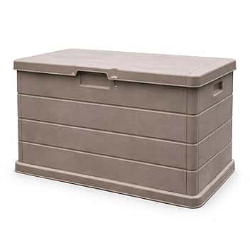 MA MAISON Baule Cassapanca Multiuso 170LT - Esterno, Interno, Apertura Superiore, Effetto Legno, Resina Taupe, Contenitore, Organizzatore, Stoccaggio - Made In Italy (Taupe 170lt)