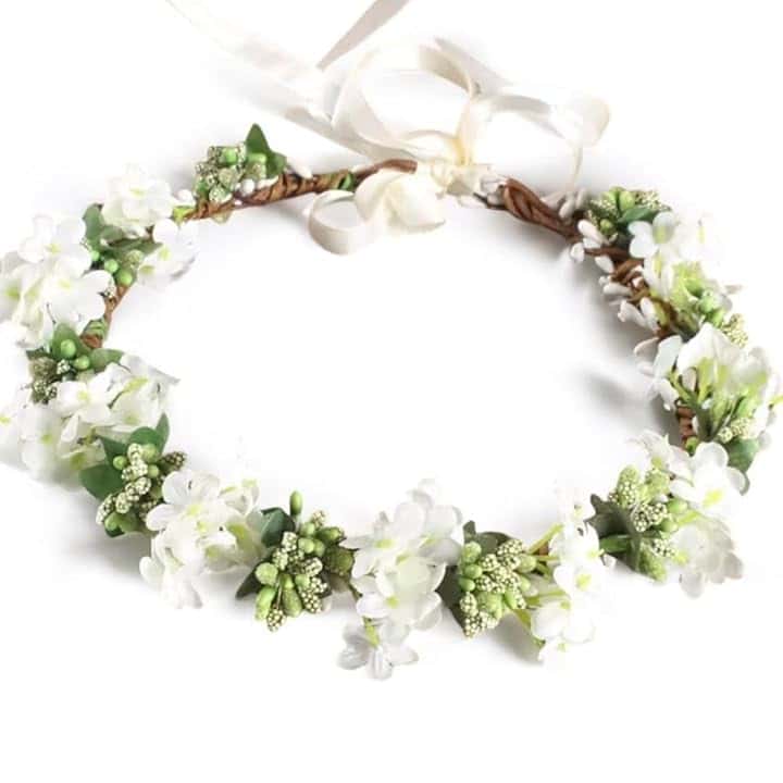 Bottega della Principessa Coroncina di Fiori Comunione Bambina-Coroncina damigella con fiori Bianchi-accessori per capelli bambina per Cerimonia ed eventi Importanti