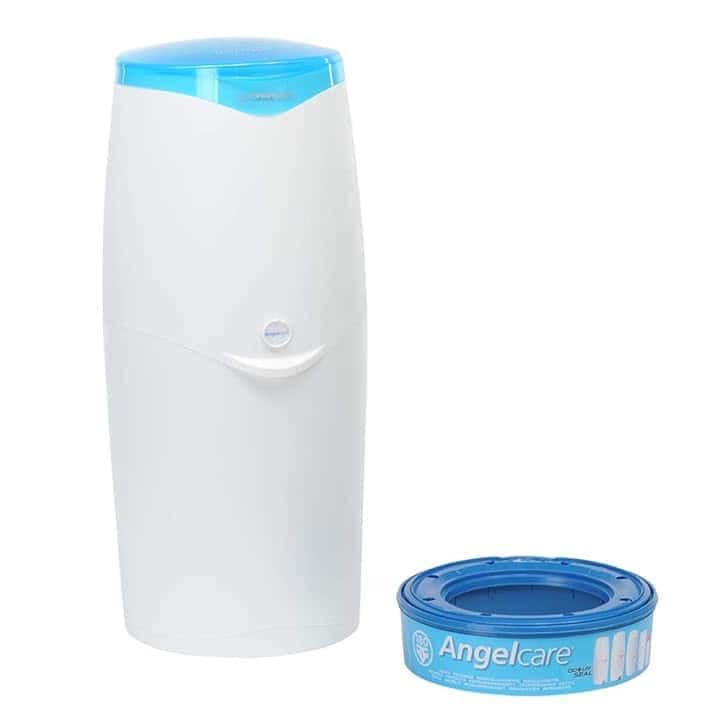 Foppapedretti Mangiapannolini Maialino, Bidoncino Getta Pannolini, 1 Ricarica inclusa (fino a 180 pannolini), trattiene cattivi odori con tecnologia brevettata EVOH, H56 P28 L25 cm (Bianco/Turchese)