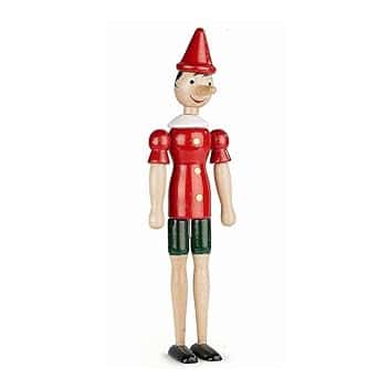 Marionetta in legno, Pinocchio, Disney, burattino, snodabile, artigianale, multicolore (20 cm)