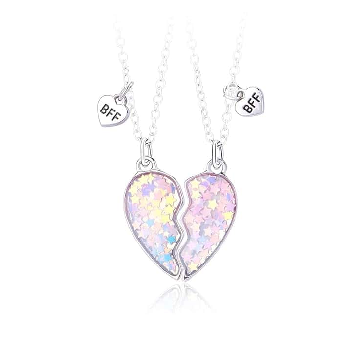 UIEXAY Collana, 2 Pz Collana Cuore Spezzato Collana Amicizia, Ragazze Collana Dell'amicizia, Ciondolo Sorelle Gioielli Amicizia Regalo, Per Amici, Amanti, San Valentino