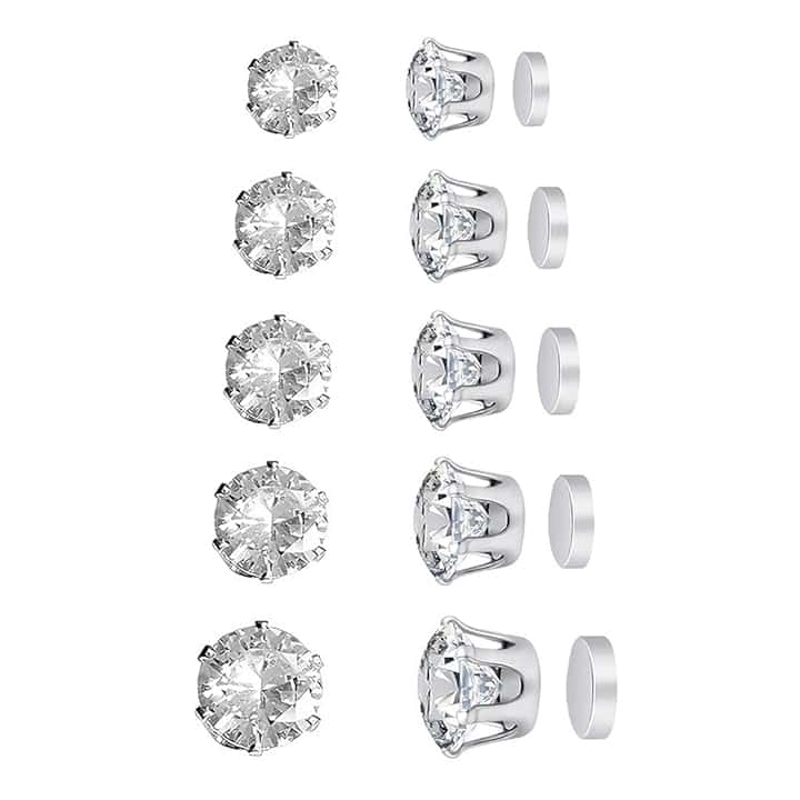 IBXWMNG IBXWMNG Confezione da 10 Orecchini Magnetici Donna e Uomo Zircone Lucido Orecchino Magnetico Uomo Senza Buco Eleganti Clip per Orecchie 4mm-8mm Accessori di Moda Regalo