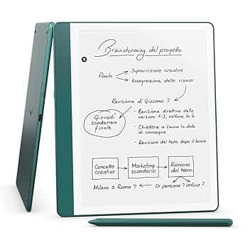 Amazon Kindle Scribe (64 GB) | Schermo ridisegnato con bordi uniformi. Ora puoi scrivere nei libri e nei documenti | Penna premium inclusa | Verde metallizzato