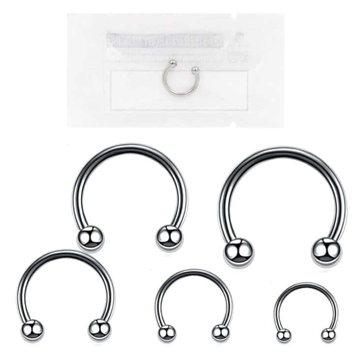 WARRIOR Piercing Ferro di Cavallo Circular/Curved Barbell Trago Helix Septum Orecchio Sterile in Acciaio Chirurgico 316L 16G(1,2mm) Body Piercing Gioielli PYS-001