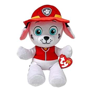 Ty - Collezione Paw Patrol, Marshall, Tutti gli Eroi della Squadra dei Cuccioli in Versione Floppy, Morbido Peluche da Collezionare, Idea Regalo per Grandi e Piccini - 20 cm - T44018