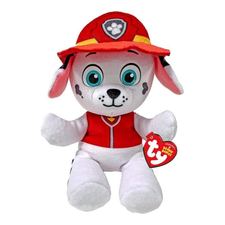 Ty - Collezione Paw Patrol, Marshall, Tutti gli Eroi della Squadra dei Cuccioli in Versione Floppy, Morbido Peluche da Collezionare, Idea Regalo per Grandi e Piccini - 20 cm - T44018