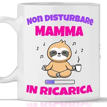 TeeDesign Tazza Mamma in Ricarica - Ceramica, 350 ml, Tazza, Regalo per la Mamma, Compleanno, Natale