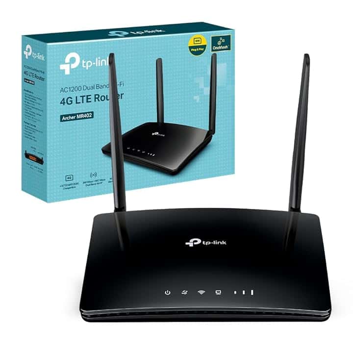TP-Link Archer MR402 Router WiFi con SIM, Router 4G LTE WiFi Dual-Band AC1200Mbps, 3 Porte LAN e 1 LAN/WAN, Plug & Play, 2 Antenne LTE Smontabili, QoS, Onemesh