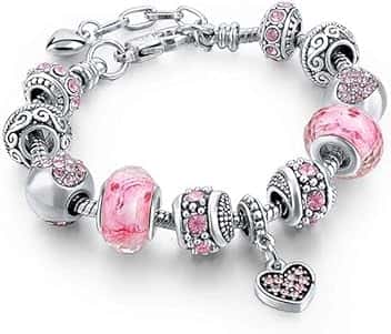 SOLPURE Metallo Bracciale, Bracciale con ciondoli regolabili, Braccialetto con Ciondolo a Forma di amore, Bracciale in Lega per Bambini, Catena Lunghezza: 19 + 4 cm