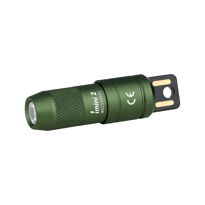 OLIGHT I Mini 2 Mini Torcia Portachiavi a LED con Base Magnetica, Ricarica USB-A, Grado IPX6 e 21 Metri, Torcia Portachiavi Compatta per Picnic, Riparazioni ed Emergenze (Verde) ClimeCo Certified
