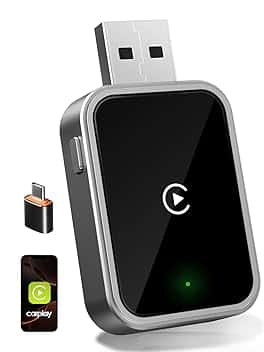 Adattatore Wireless per CarPlay – Upgrade 2025, Adattatore USB/Type-C senza fili, Connessione Veloce e Stabile senza Ritardi, Compatibile con iOS 12+