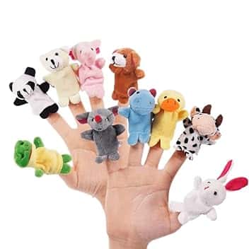 Puppet, pupazzi di dita di peluche, animali da gioco, pupazzo di dita, giocattoli educativi, burattini animali, burattino da dito, dito da dito, pupazzo di peluche, 10 pezzi, animali