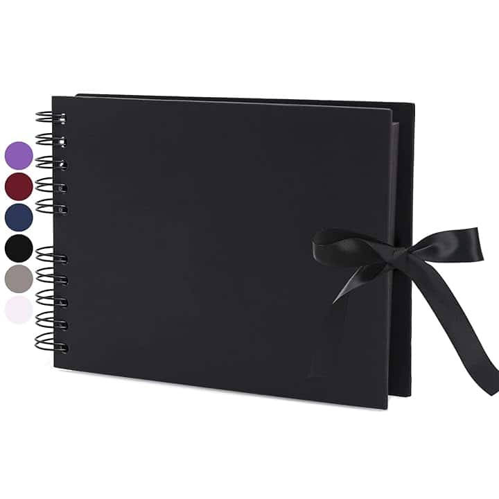 Vienrose Album Fotografico Fai da Te Spirale Scrapbooking Albums 40 Pagine Nero con Spirale 24x17 cm Regali per Nozze Battesimi Ricordi di Famiglia Regalo Compleanno Natale San Valentino, Nero
