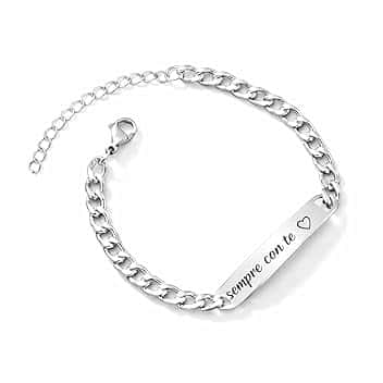 Collana dream Bracciale in Acciaio inossidabile Personalizzato con Incisione – Piastrina ID con Nome/Frase/ – Regalo per Uomo e Donna, Coppia, Amicizia, Anniversario