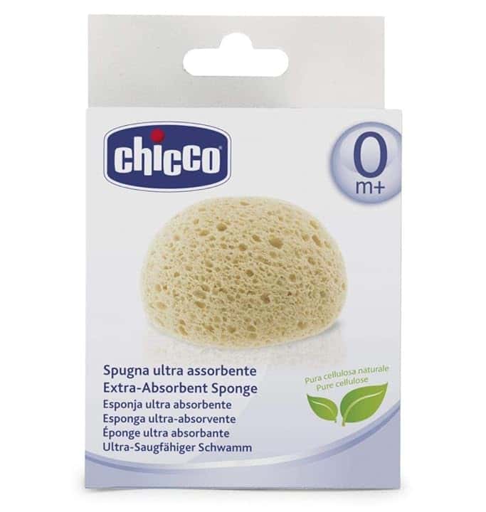 Chicco Spugna Ultra Assorbente, Spugnetta Delicata per Neonato Durante il Bagnetto, Delicata su Pelle Sensibile, Spugna Bambini, Giallo, 0m+