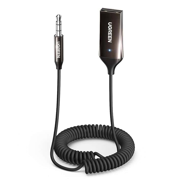 UGREEN Ricevitore Bluetooth 6.0 con Jack AUX da 3,5mm e Adattatore Audio Wireless USB con Microfono Incorporato e Cavo per Auto Altoparlante Domestico Amplificatore