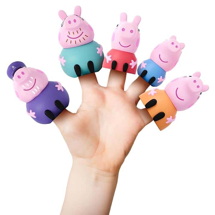 Peppa Pig – Set di 5 marionette da dito Peppa Pig Family – Acqua e Bagno Giocattoli – Età 3 (DeQube 919D00049)