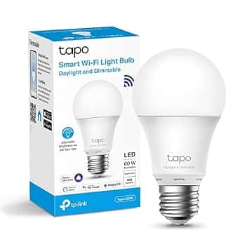 Tapo L520E Lampadina Wi-Fi E27, Monitoraggio Energia, Funziona con Amazon Alexa e Google Home, Luce Diurna e Dimmerabile Dall'1% al 100%, 4000 K, 806 Lumen, 8W, Telecomando con APP, Bianco