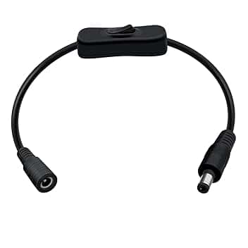 Cavo jack interruttore DC 22AWG 12V 24V cavo di prolunga DC 5,5 mm x 2,1 mm maschio femmina, DC5521 cavo per telecamere di sicurezza, router, DVR, strisce LED (nero, 0,3 m)